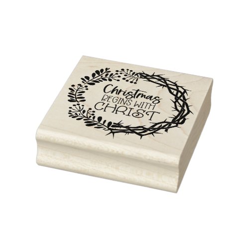 CHRISTMAS BEGINS WITH CHRIST RUBBER STAMP