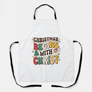 Christmas Begins With Christ Santa Tree Design Apron
