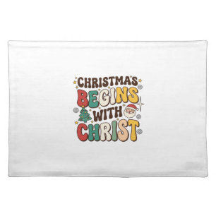 Christmas Begins With Christ Santa Tree Design Cloth Placemat