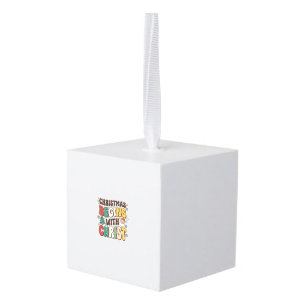 Christmas Begins With Christ Santa Tree Design Cube Ornament