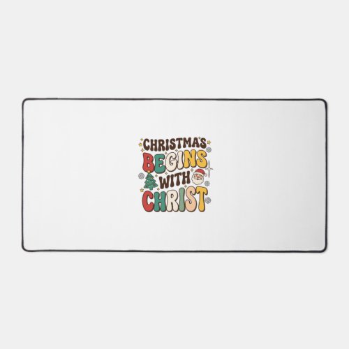 Christmas Begins With Christ Santa Tree Design Desk Mat