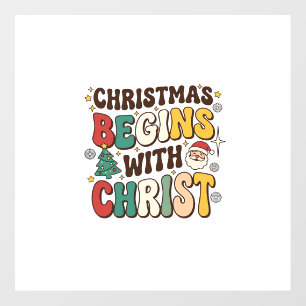 Christmas Begins With Christ Santa Tree Design Floor Decals