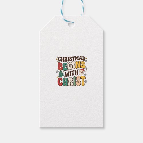 Christmas Begins With Christ Santa Tree Design Gift Tags