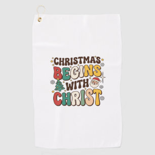 Christmas Begins With Christ Santa Tree Design Golf Towel