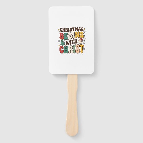 Christmas Begins With Christ Santa Tree Design Hand Fan