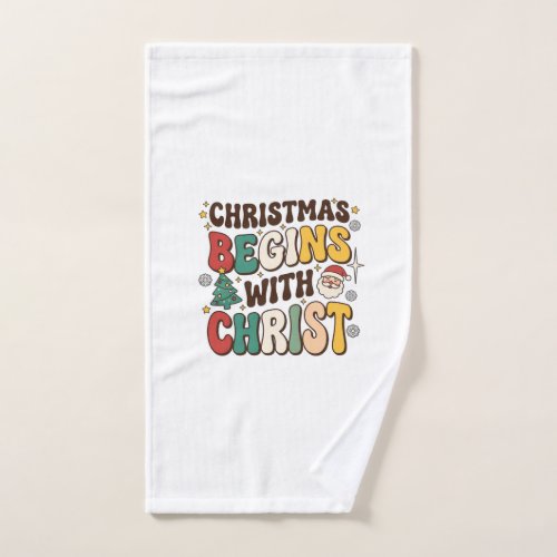 Christmas Begins With Christ Santa Tree Design Hand Towel