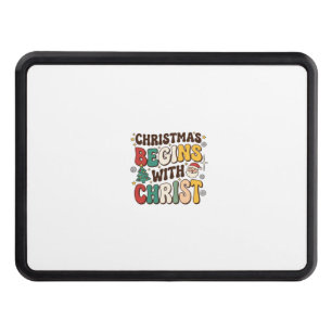 Christmas Begins With Christ Santa Tree Design Hitch Cover