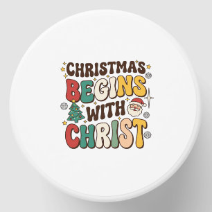 Christmas Begins With Christ Santa Tree Design Mini Candle Favors