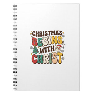 Christmas Begins With Christ Santa Tree Design Notebook