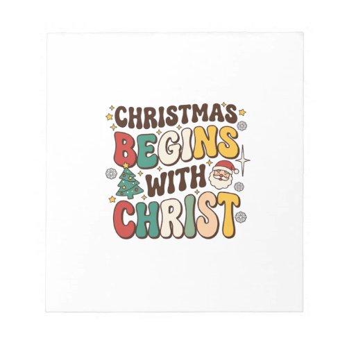 Christmas Begins With Christ Santa Tree Design Notepad