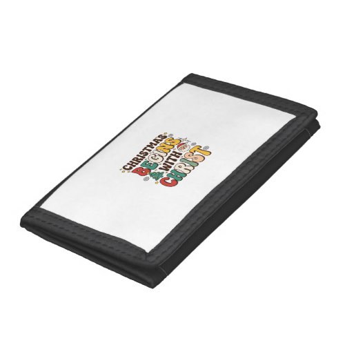 Christmas Begins With Christ Santa Tree Design Trifold Wallet