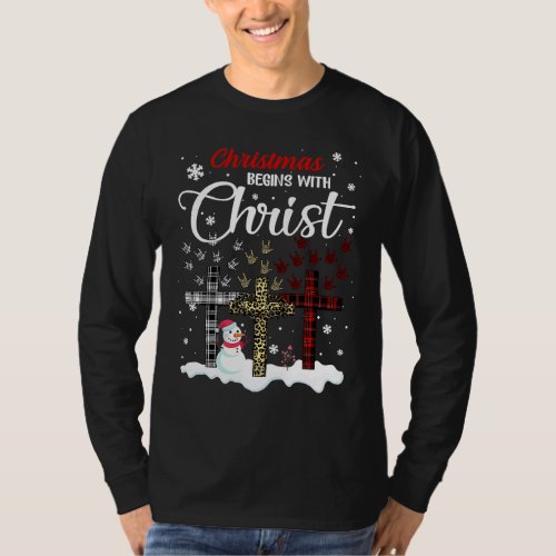 Christmas Begins With Christ Sign Language Christm T_Shirt