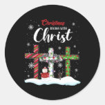 Christmas Begins With Christ Snowman Christian Cro Classic Round Sticker