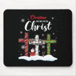 Christmas Begins With Christ Snowman Christian Cro Mouse Pad