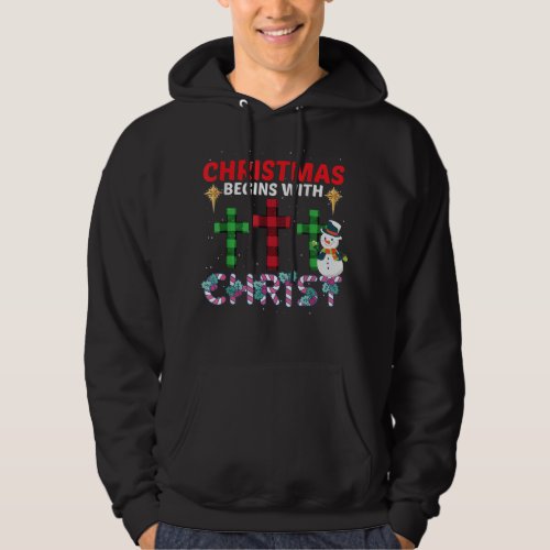 Christmas Begins With Christ Snowman Christian Rel Hoodie