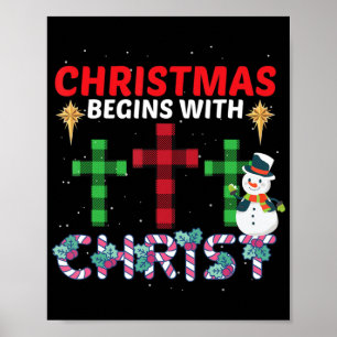 Christmas Begins With Christ Snowman Christian Rel Poster