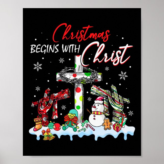 Christmas Begins With Christ Snowman Christian Rel Poster (Front)