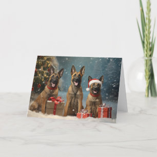 Christmas Belgian Malinois dog  Letterpress Thank You Card