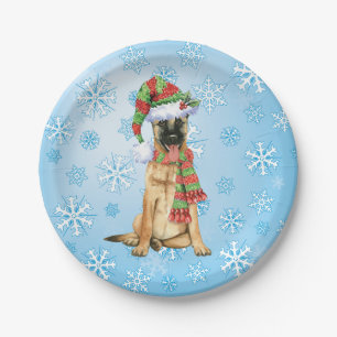 Christmas Belgian Malinois Paper Plates