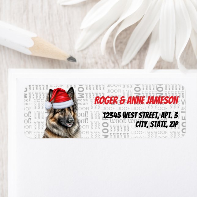 Christmas Belgian Tervuren Dog Holiday Address Label (Insitu)