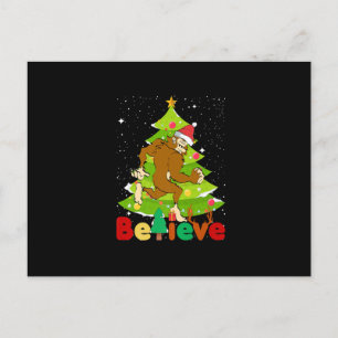 Christmas Believe Bigfoot Xmas Tree Family Matchin Postcard