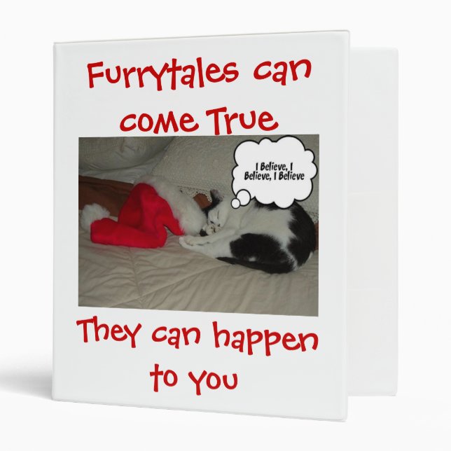 Christmas Believe Black and White Kitten Binder (Front/Inside)