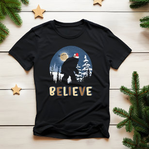 Christmas Believe Funny Bigfoot Ugly Xmas T-Shirt