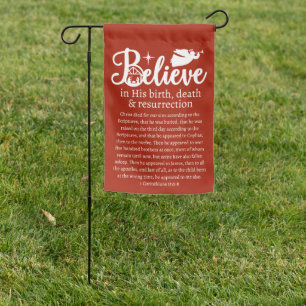 Christmas Believe In Jesus Nativity Red Garden Flag