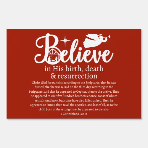 Christmas Believe In Jesus Nativity Red Sign