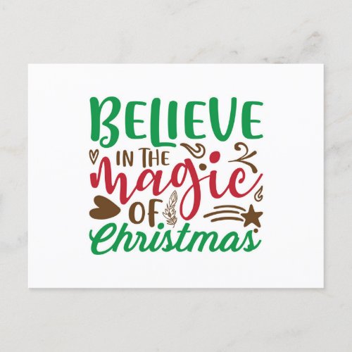 Christmas believe in the magic of christmas holiday postcard