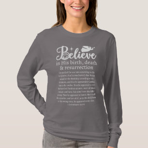 Christmas Believe Jesus Nativity Gray Long Sleeve T-Shirt