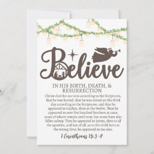 Christmas Believe Jesus Nativity Jar Lights Holiday Card