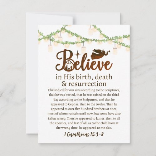 Christmas Believe Jesus Nativity Rustic Script Holiday Card