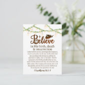 Christmas Believe Jesus Nativity Rustic Script Holiday Card (Standing Front)