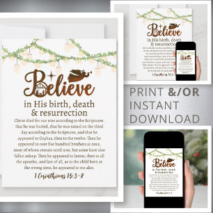 Christmas Believe Jesus Nativity Rustic Script Holiday Card