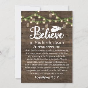 Christmas Believe Jesus Nativity Rustic Wood Holiday Card