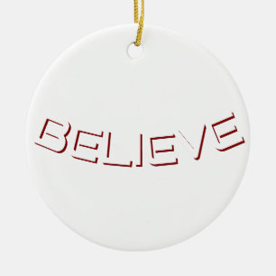 Christmas ‘Believe’ Minimal Block Text Ceramic Ornament