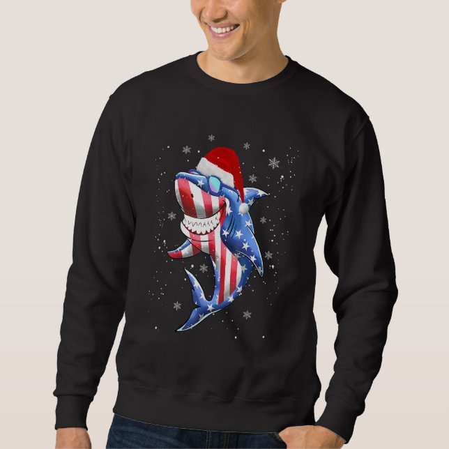 Christmas Believe Santa Claus Riding Shark Xmas UG Sweatshirt (Front)
