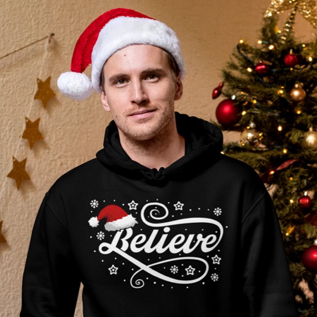 Christmas Believe Santa Claus - Santa Hat Black Hoodie (Creator Uploaded)