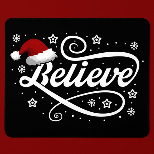 Christmas Believe Santa Claus - Santa Hat Black Mouse Pad (Creator Uploaded)