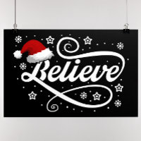 Christmas Believe Santa Claus - Santa Hat Black