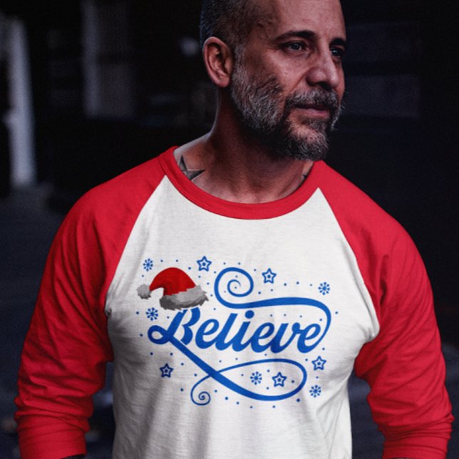 Christmas Believe Santa Claus - Santa Hat Red T-Shirt (Creator Uploaded)