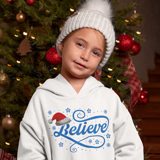 Christmas Believe Santa Claus - Santa Hat White Hoodie (Creator Uploaded)