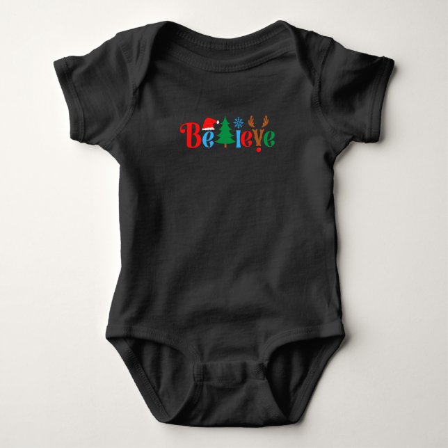 Christmas Believe T-Shirt Baby Bodysuit (Front)