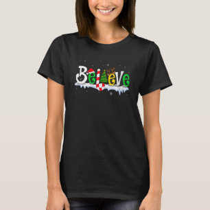 Christmas Believe Team Santa Elf Reindeer Boys Gir T-Shirt