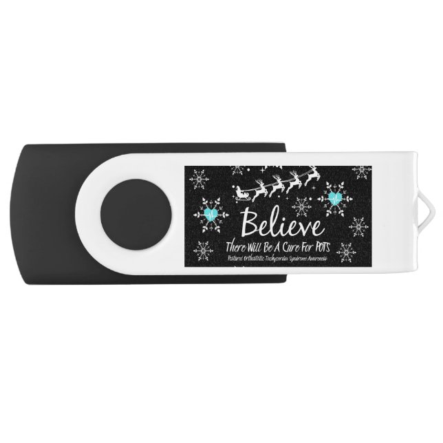 Christmas Believe Theme USB Swivel Flash Drive (Front)