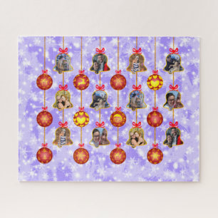 Christmas Bell & Ball Ornaments 6 Photos L-Red Jigsaw Puzzle