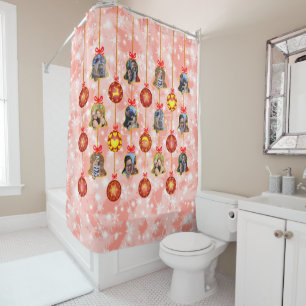 Christmas Bell & Ball Ornaments 6 Photos L-Red, V Shower Curtain