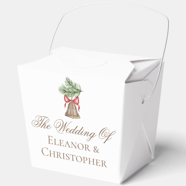 Christmas Bell Custom Holiday Wedding Fortune Favor Boxes (Front)