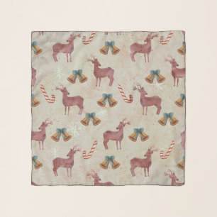 Christmas Bell Deer Candy Cane Chiffon Scarf